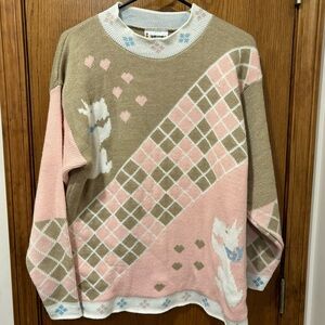 Vintage Hot Cashews sweater with scotties, argyle, and hearts